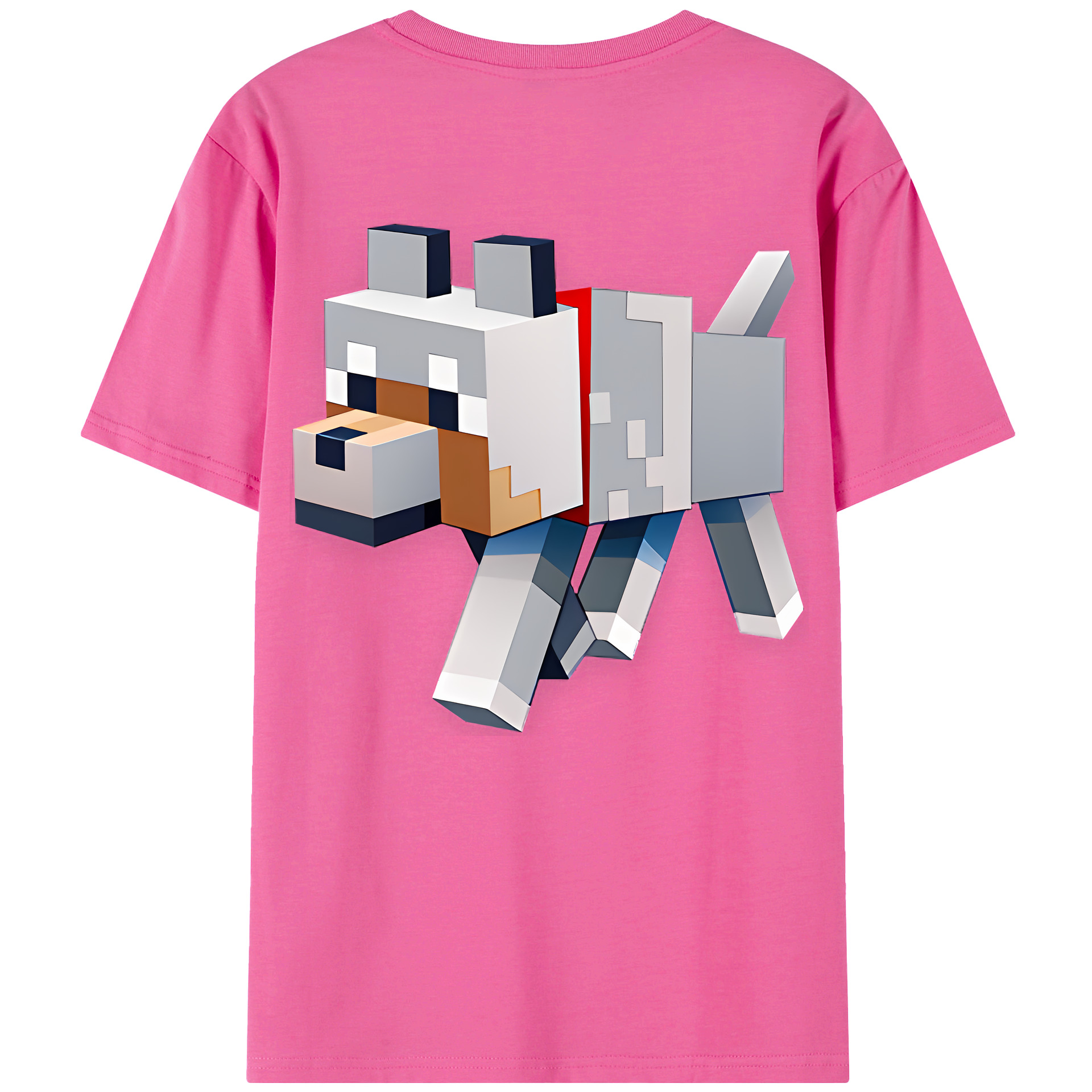 （画像用） マインクラフト ブロックの世界 Minecraft MC Block world レディース半袖Tシャツ(バックプリント)